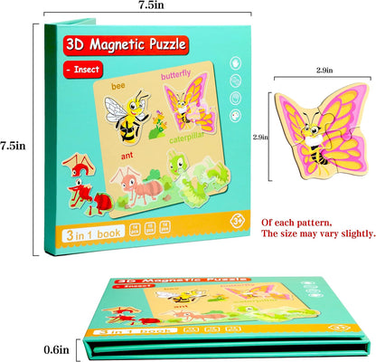 Magnetic Puzzles for Kids Ages 1-3, Travel Toddler Puzzles Ages 2-4 Year, Excavator Refrigerator Magnet for Kids Learning Gift for Road Trip