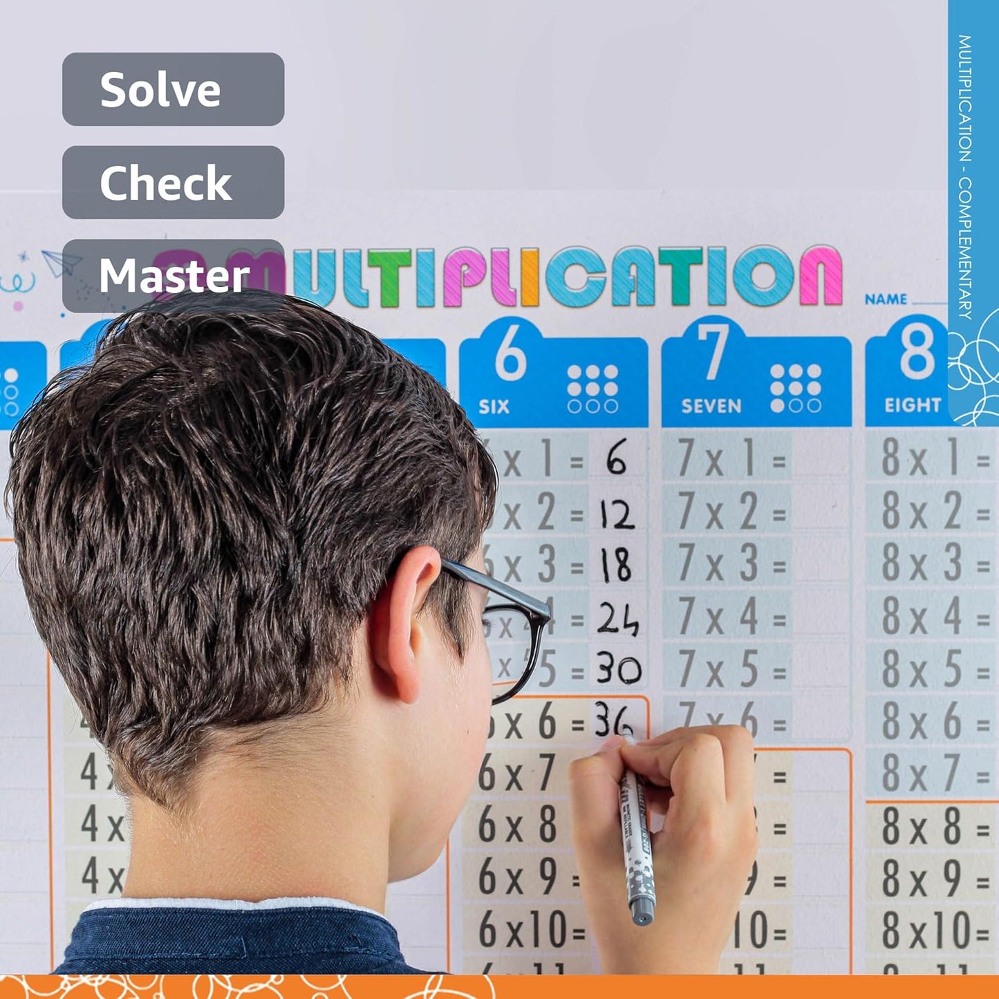 Large Dry Erase Multiplication Chart – 39.4x16” Clear Times Table Chart, Reusable Write & Wipe Multiplication Table Chart, Educational Dry Erase Color Multiplication for Kids, Sticks to Any Surface