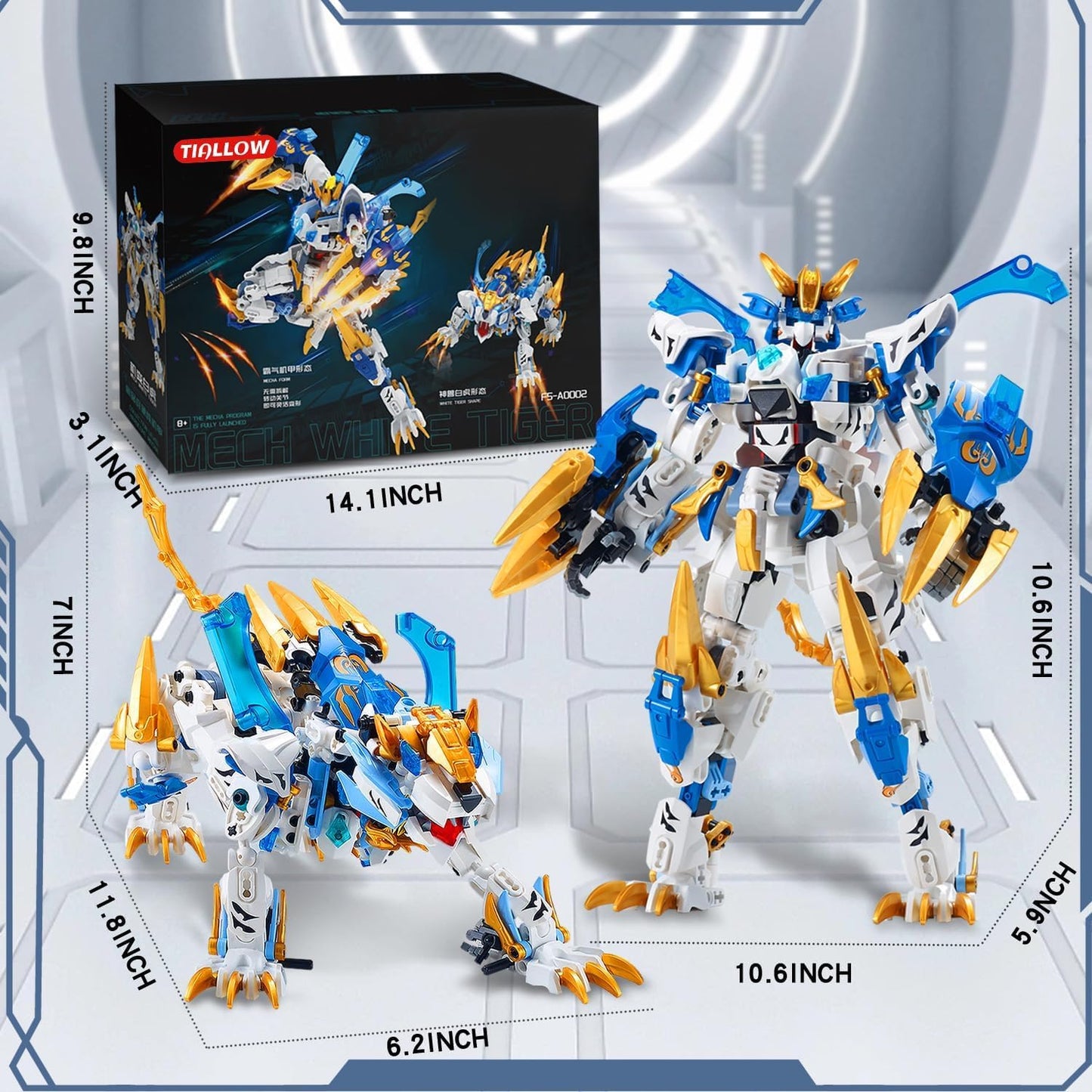 TIALLOW Pterodactyl Robot 2 in 1 Building Toy Sets, Dinosaurs Mech Transforming Building Block Model, Mecha Action Figures Pterosaur Building Kits, for Boys, Adult Age 8-12 (Pterodactyl)