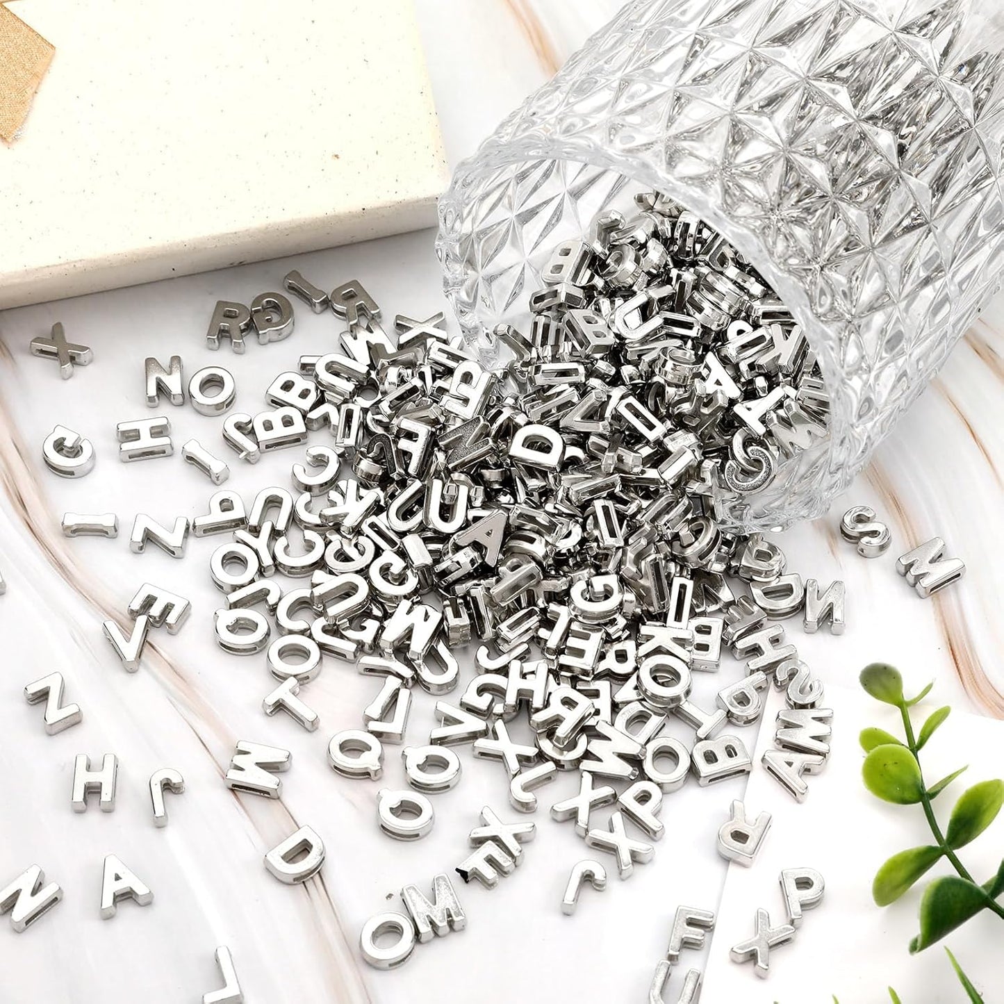 Augshy 400Pcs Large Letter Beads, Macaroon Hollow Letter Beads Plastic A-Z Mixed Alphabet Shape Bead for Jewelry Making Bracelets Necklaces Key Chains Shoelaces Crafts Party Decor(9 x 12 mm)