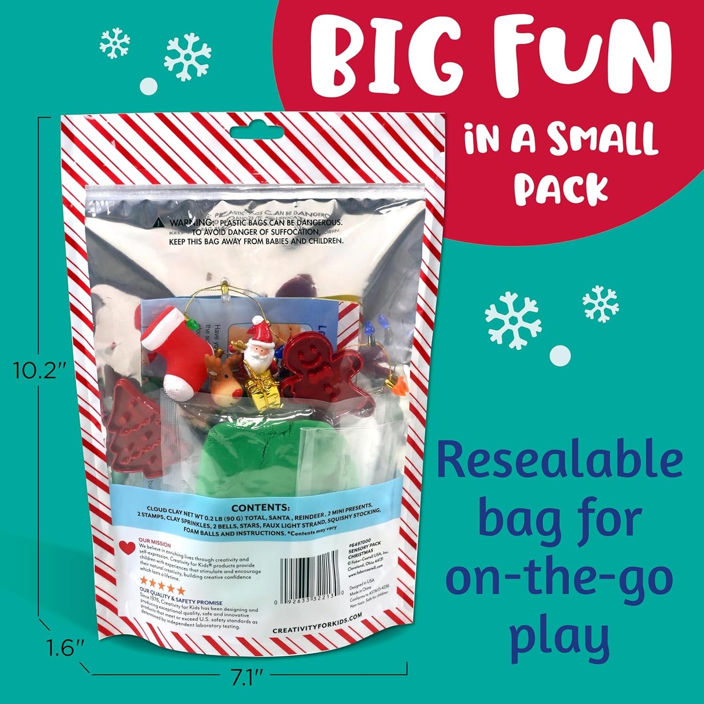 Creativity for Kids Sensory Pack: Christmas - Activities for Kids, Toddler Stocking Stuffers & Sensory Bin Filler, Travel Toys for Toddlers (Ages 3+)
