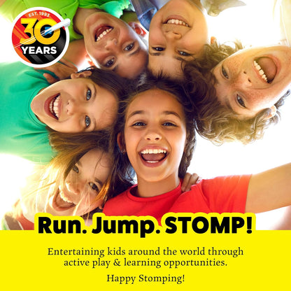 Dueling Stomp Hopper Pogo Stick - Jump, Bounce & Squeak Foam POGO Jumper for Kids - Toddler Pogo Stick with Soft Grips & Stretchy Bands - STEM Indoor & Outdoor Toys for 3-5 Year Olds