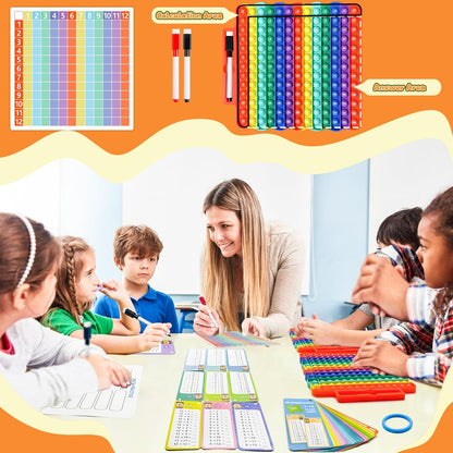 Multiplication Flash Cards + Math Board, Math Flash Cards & Chart, Times Table Manipulatives for Preschoolers 3rd,4th,5th,6th Grade