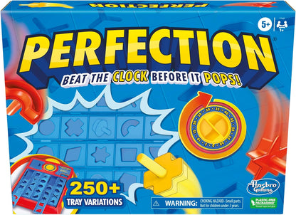Hasbro Gaming Perfection Pop Up Game for Kids Ages 5 and Up, Customize The Tray for Over 250 Combinations, Kids Games for 1+ Players