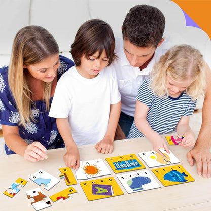 72 Word Spelling Puzzles with Error-Correction Mechanism in 3 Pieces, Perfect for Preschool Learning (36 Block Double Sided)