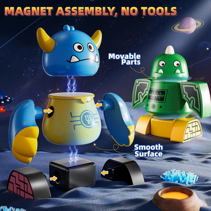 Magnets Robot Building Toys for Kids Ages 3-5 4-8 - 106 PCS Monsters Toys Robot Stacking Building Blocks Set with Storage Box, Creative Learning Christmas and Birthday Gifts for Boys Girls 2-4