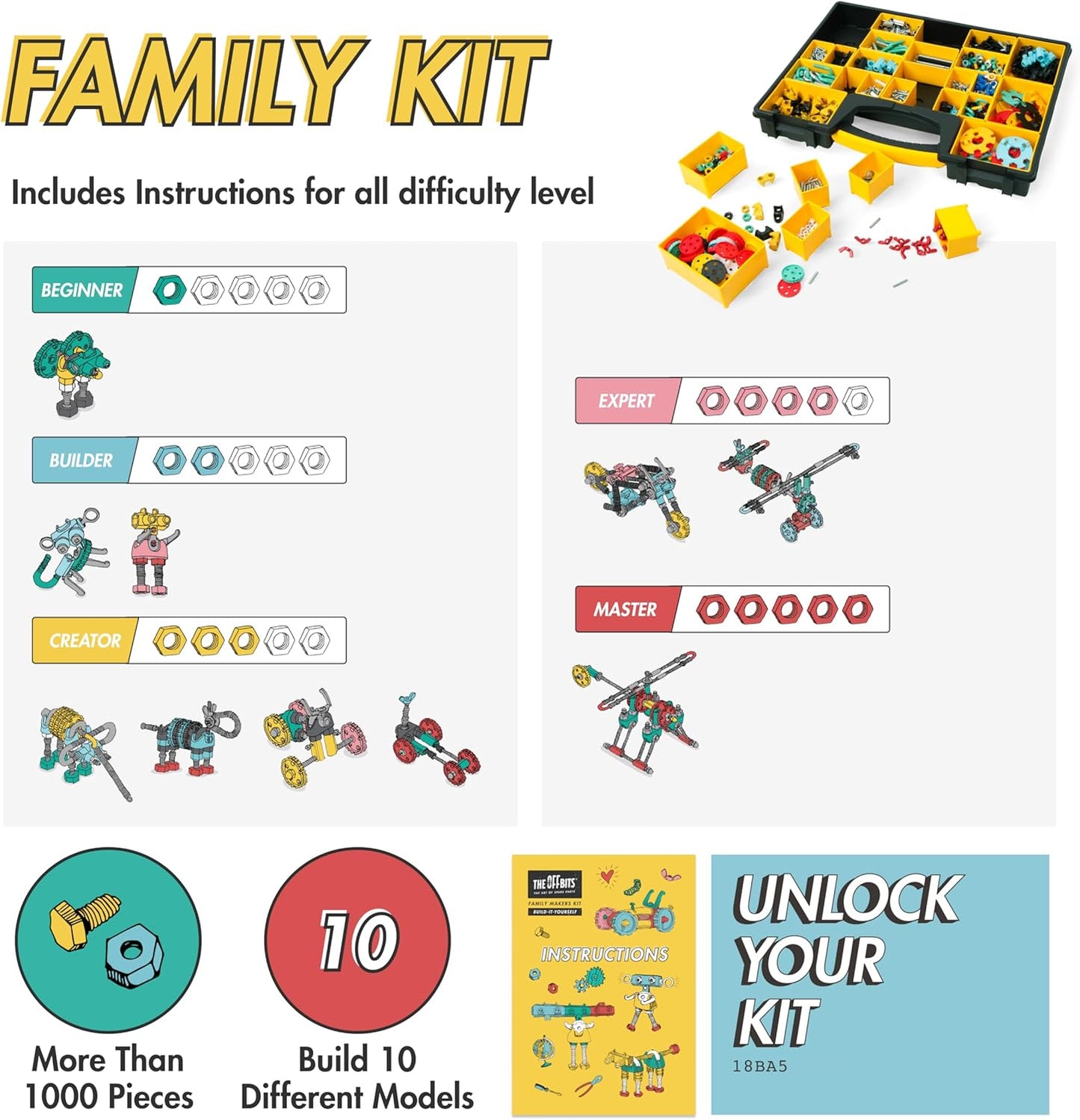 The Off Bits Space Mission Educational Build Your Own Robot Toy, Stem Building Toys for Boys and Girls, Valentine Birthday Gift for Kids Montessori Play Kit, Steam Toys for Kids Ages 6 7 8 9+
