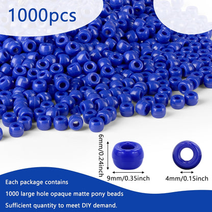 Red Pony Beads 1000Pcs 9mm Pony Beads Bulk Red Perler Beads for Friendship Bracelets Kandi Beads Hair Beads for Braids Beads for Crafts