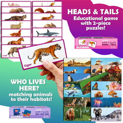 QUOKKA 5X MEGASET Puzzles for Toddlers 3-5 - Matching Games for Kids Ages 2-4 - Numbers Animals Opposites ABC Learning for Toddlers 1-3 Year Old - Educational Toy Activities for Boy and Girl