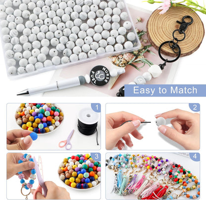 65Pcs 19mm Silicone Beads for Keychain Making Bracelet Necklace, Bulk Round Silicone Beads for Pens（Christmas Green） - Colors B
