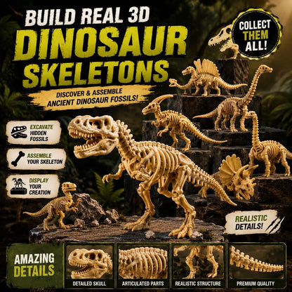 12 Pack Dinosaur Excavation Dig Kit for Kids, Dino Fossil Dig Kits with 3D Skeleton Toys, Bulk STEM Science Paleontology Archaeology Educational Toys, Birthday Party Favors for Boys Girls