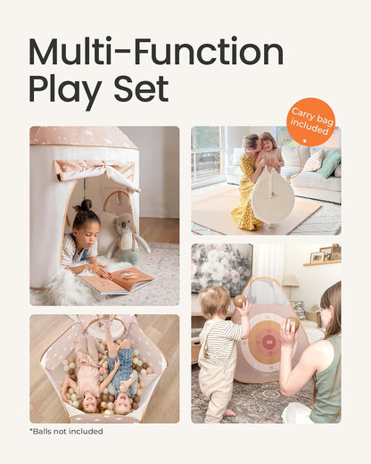Tiny Land Play Tunnel and Ball Pit for Toddlers, 5pcs Indoor Playground - Foldable Pop Up Tents with Carry Bag, Outdoor Playhouse with Crawling Toys & Play Tent, Gift for Boys and Girls