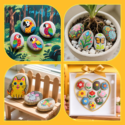 Simetufy 25 Pcs Rocks for Painting, 2"-3" Painting River Rocks, Flat & Smooth Stones to Paint, Hand Picked Natural Stones for Painting, Crafts for Kids & Adults