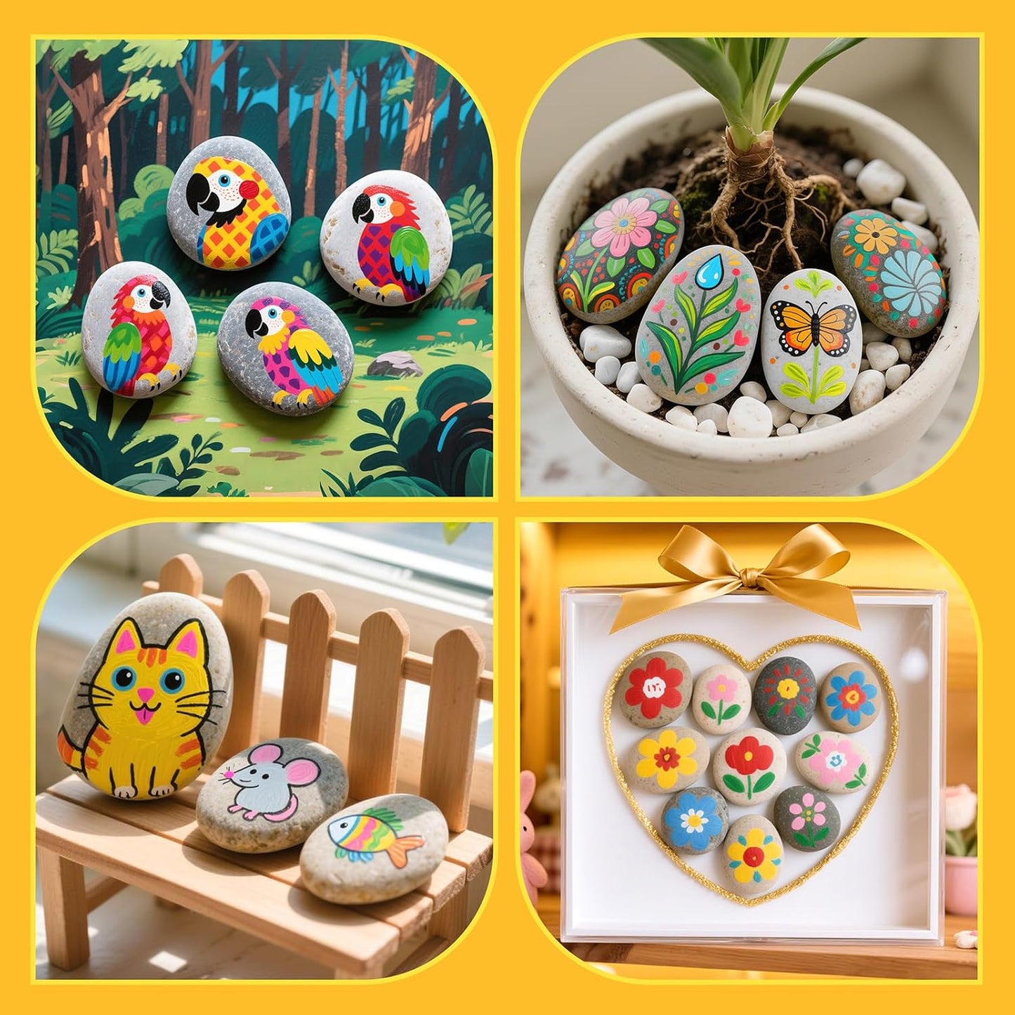 Simetufy 15 Pcs Rocks for Painting, River Rocks to Paint, 2"-3" Flat Painting Rocks, Smooth Rocks for Crafts, Natural Stones for DIY, Kindness Rocks Garden Decoration
