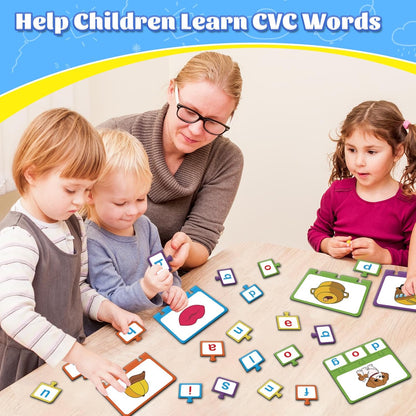 CVC Word Puzzles for Kids, 25 PCS Alphabet Letter Puzzle, CVC Words Building Games, Speech Therapy Materials for Toddler, Learning Spelling Game, Preschool Kindergarten Classroom Must Haves