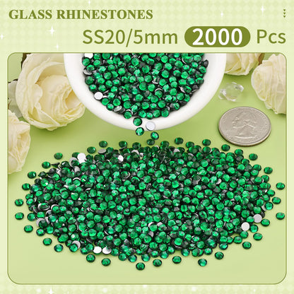 5000PCS SS6/2mm Glass Crystal Rhinestones (Clear), Bedazzling Flatback Rhinestones for Crafting DIY Crafts Nail Art Makeup Decoration, Gems Diamond Charms for Tumbler Shoes Clothing Mug