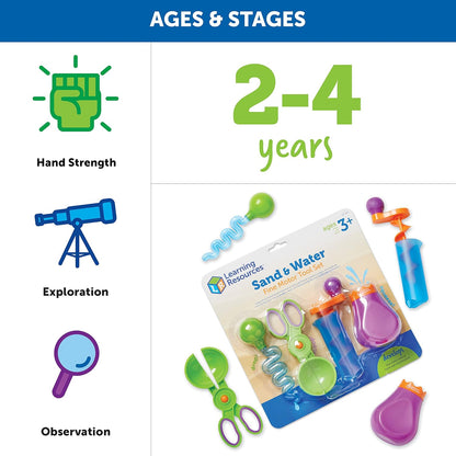 Learning Resources Sand & Water Fine Motor Set - Fidget Toys, Water Bin Play, Toddler Daycare Essentials Games Tools, Homeschool and Preschool, Montessori for Kids, Gifts for Boys and Girls