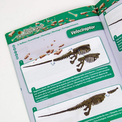 Science4you Dinosaur Fossil Excavation Kit 4 in 1 - Fossil Digging Kit for Kids, Build 4 Dinosaur Fossils, 46 Pieces, Archeology Set, Hunting Kit - Dinosaur Toys, Games for Boys and Girls Age 6+