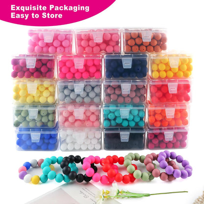 65Pcs 19mm Silicone Beads for Keychain Making Bracelet Necklace, Bulk Round Silicone Beads for Pens（Christmas Green） - Colors B