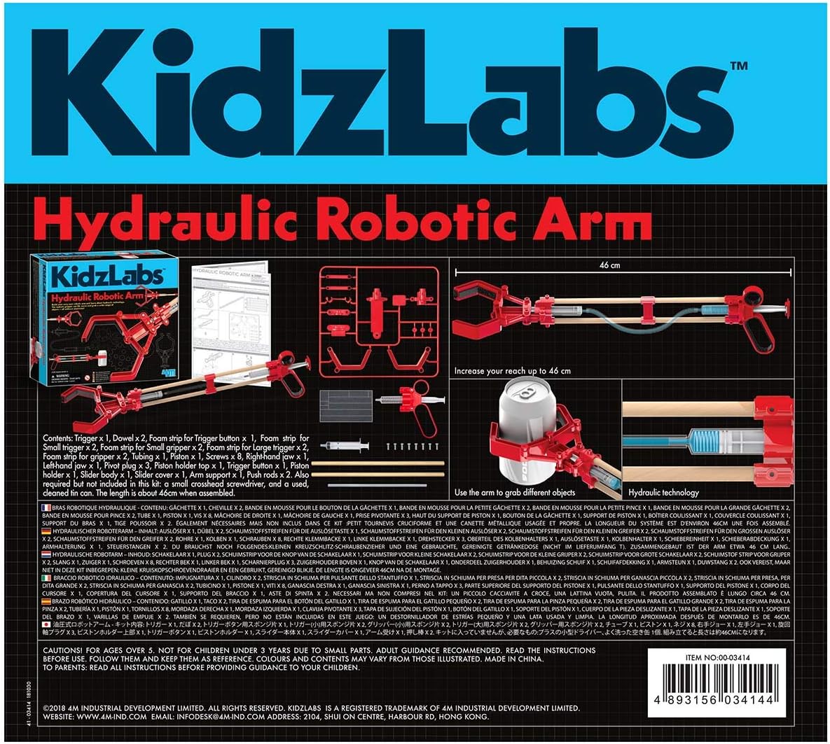 4M Hydraulic Robot Arm Kids Science Kit, Model:4106