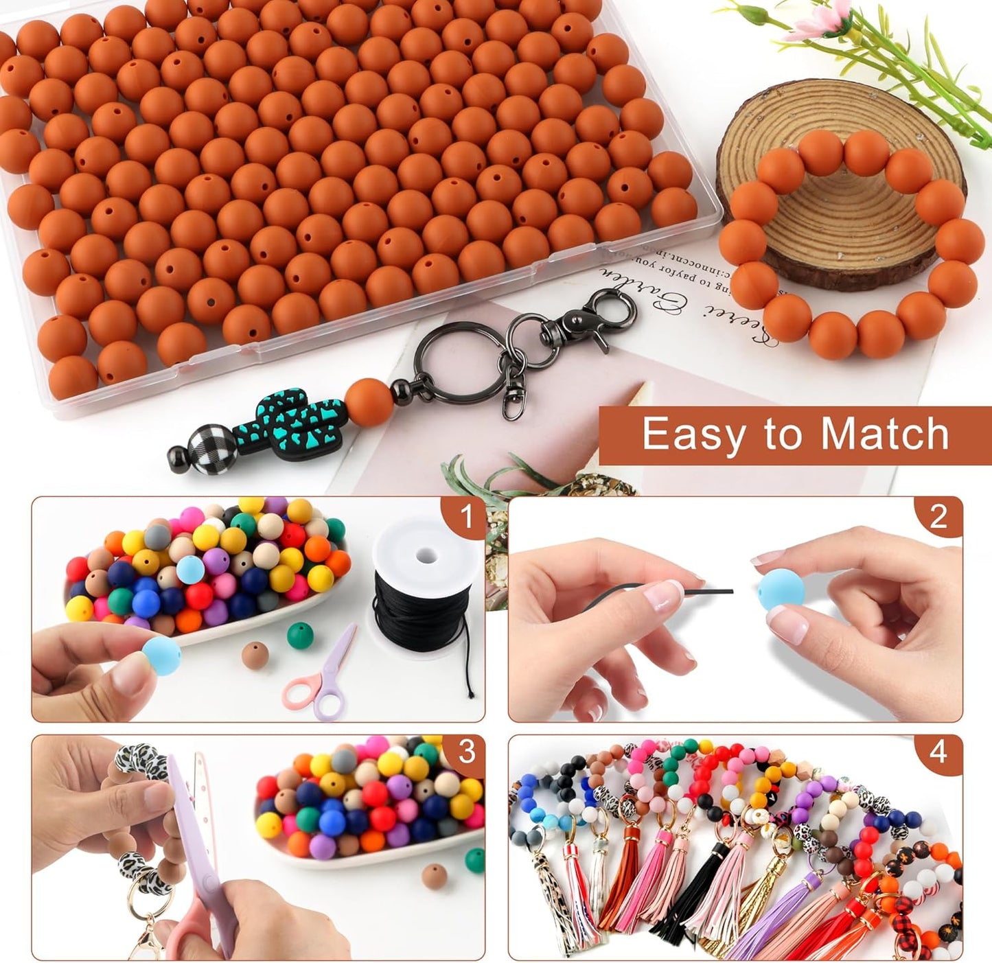 65Pcs 19mm Silicone Beads for Keychain Making Bracelet Necklace, Bulk Round Silicone Beads for Pens（Christmas Green） - Colors B