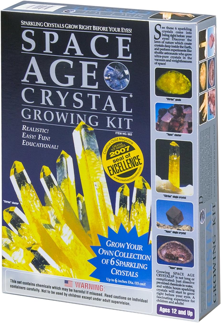 Space Age Crystal Growing Kit: 6 Crystals (Citrine and Topaz)