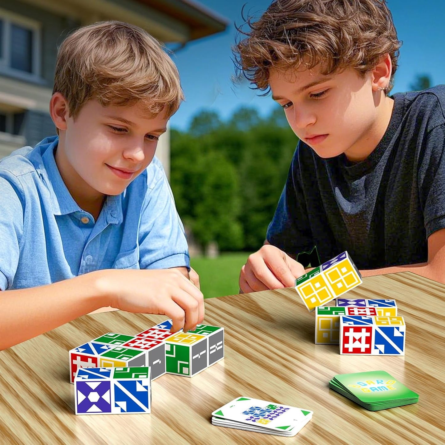 BBnote Family Matching Game for Kids & Adults, Block Puzzle Board Games for Boys & Girls Ages 6-8 8-12, 2+ Player Card Puzzles for Children 6+ Year Olds