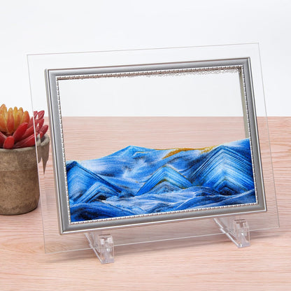 Coitak Moving Sand Art Picture, Sandscape, Moving Desktop Art for Home Decor and Office, Medium Size 9x7(Blue)