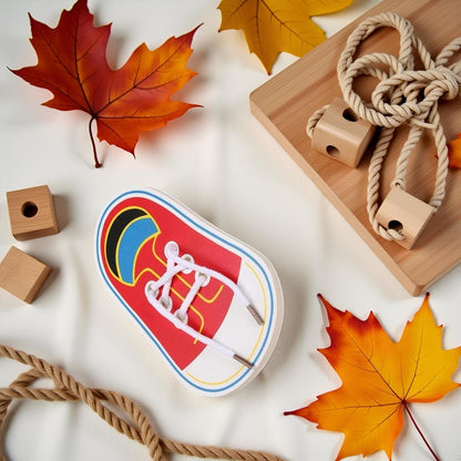 Shoe Tying Practice, Wooden Learn to Tie Your Own Shoes Threading Lacing Shoes Training Early Learning Kits | Threading Lacing Training Board Early Learning, Decorative Accessories