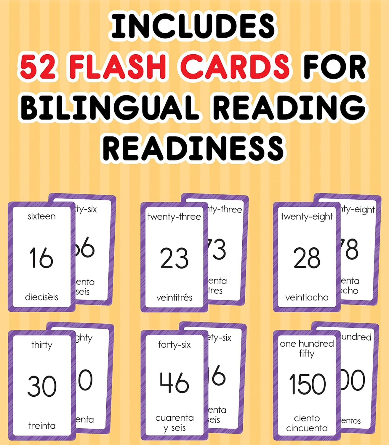 Carson Dellosa Bilingual Number Flash Cards, Phonics and Math Flashcards for Kids Ages 5 and Up Covering 1 to 100 in Spanish and English, Educational Games for ESL Learners