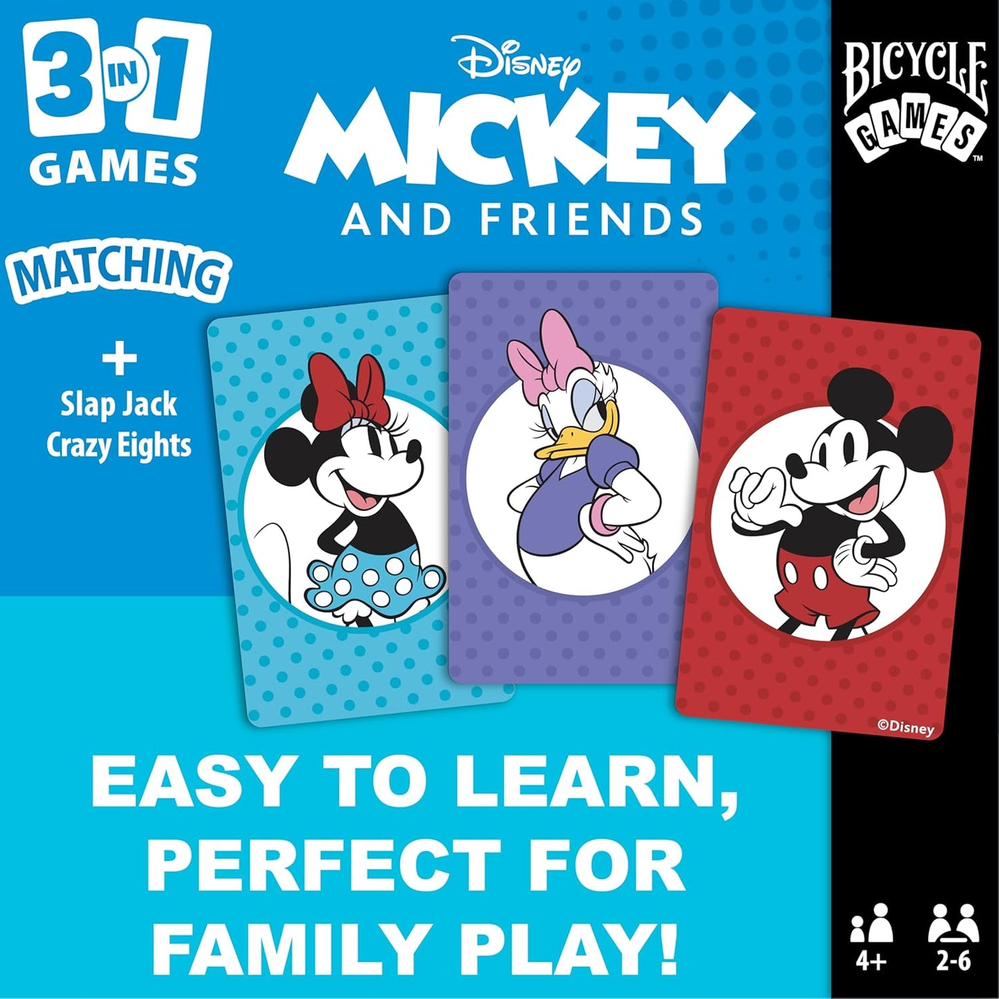 Bicycle Disney and Pixar 3-in-1 Card Games, Old Maid, Go Fish & Memory, Featuring Toy Story, Finding Nemo & Inside Out Characters, Kids Card Games Ages 4+, Family Games for 2-6 Players
