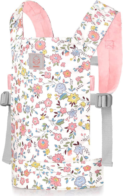 GAGAKU Doll Carrier for Kids, Toy Baby Doll Carrier, Reborn Dolls Carrier Toy Baby Sling with Adjustable Straps, Baby Doll Accessories - Green - Camellia