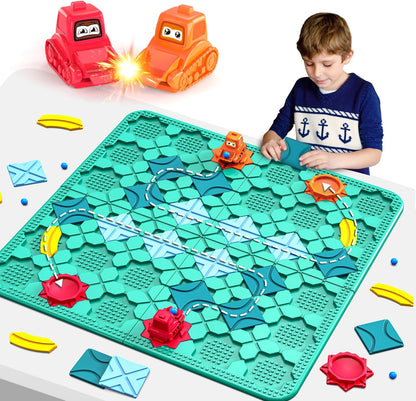 STEM Logic Road Builder Toys: Board Games Toys for 5 Year Old Kids, Montessori Brain Teaser Puzzles Educational Learning Activities Toy for Kid Ages 3 4 6-8 12 Boys Girls Gifts (Orange 32PCS)