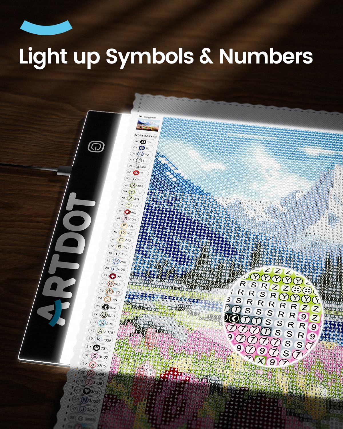 ARTDOT A4 LED Light Pad for Diamond Painting Kits for Adults, USB Powered Adjustable Brightness Diamond Art Light Board with Accessories