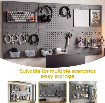 Peg Board for Tools, 4 Pack Metal Pegboard Wall Organizer with Hooks,16"×12" White Pegboard Panels for Walls Home, Garage Tool Storage, Kitchen, Office Organization, Craft Room