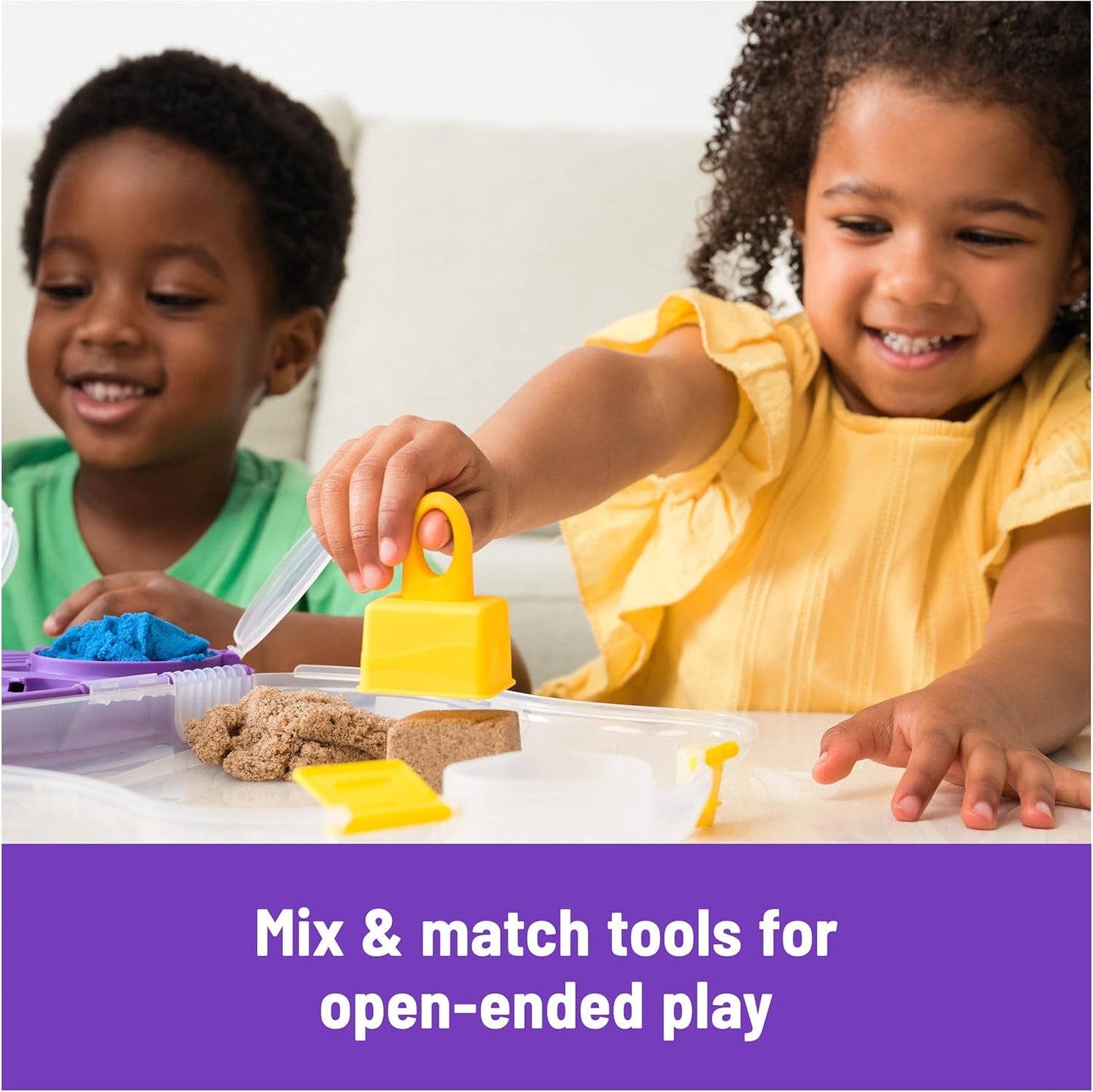 Kinetic Sand, Mermaid Palace Playset with 2.06lbs Play Sand (Neon Purple, Shimmer Teal & Beach), Tools & Folding Sandbox, Sensory Toys for Kids