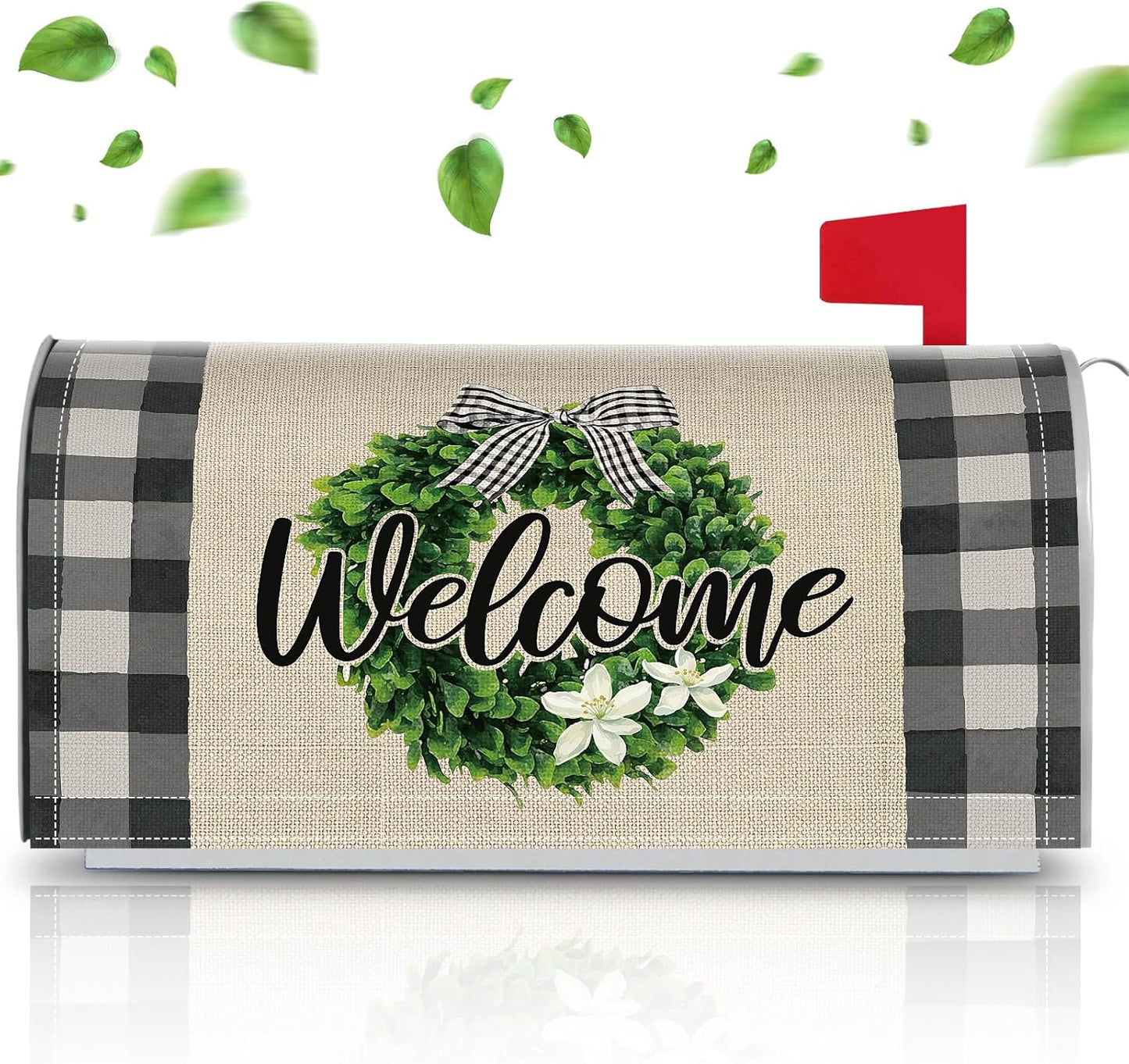 Tiamon Monogrammed L Mailbox Covers Magnetic Eucalyptus Welcome Letter Box Wrap Standard Size 21x18 Inch Spring Summer Leaves Mailbox Decor Eucalyptus Letter Numbers Decoration for Outdoor Garden Yard