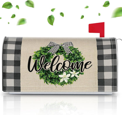 Tiamon Monogrammed L Mailbox Covers Magnetic Eucalyptus Welcome Letter Box Wrap Standard Size 21x18 Inch Spring Summer Leaves Mailbox Decor Eucalyptus Letter Numbers Decoration for Outdoor Garden Yard