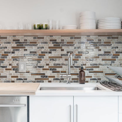 Art3d 10-Sheet Heavy-Duty Peel and Stick Backsplash, Waterproof Wall Tiles Stick on Kitchen Backsplash Living Space, Carrara Grey