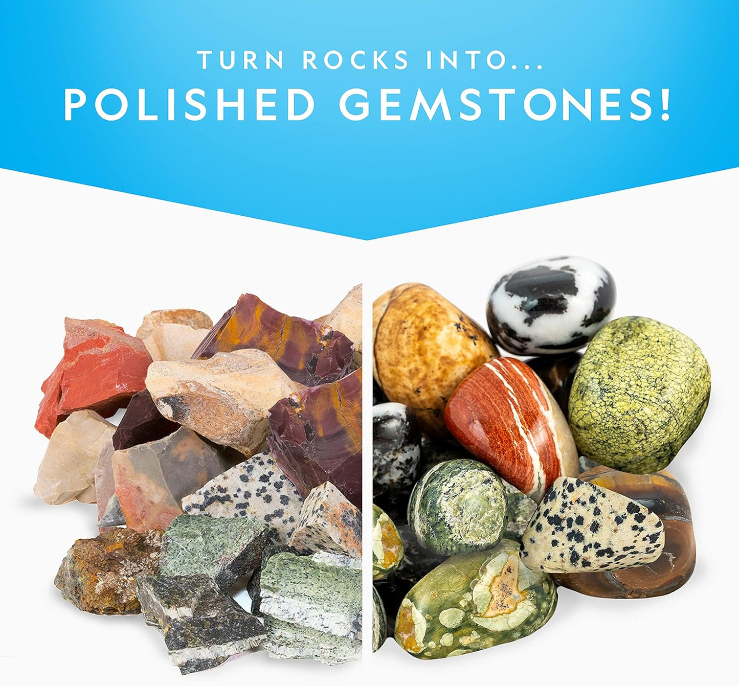 NATIONAL GEOGRAPHIC Rock Tumbler Refill Kit – 1 Lb. Madagascar Rocks for Tumbling with Rose Quartz, Red Jasper, Indigo Gabbro & More - Tumbler Supplies, Rock Polishing Grit and Jewelry Accessories