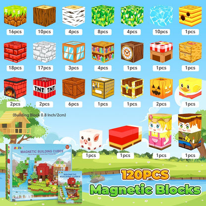 Magnetic Blocks, Magnetic Tiles Building Blocks, Magnet Cubes Toddler Kids Toys, Sensory STEM Toys for 3-5 4-6 5-7 6-8 Year Old Boys Girls Easter Birthday Gifts Travel Outdoor Kids Games (0.8IN/2CM)