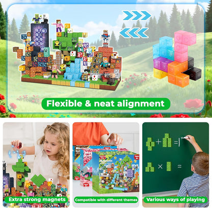 160 Pcs Magnetic Blocks - Magnetic Building Blocks for Kids Ages 4-8, Magnet Cubes Stacking Toy, Classroom STEM Toys, Birthday Gift for 3+ Year Old Boys Girls (Patent Pending)