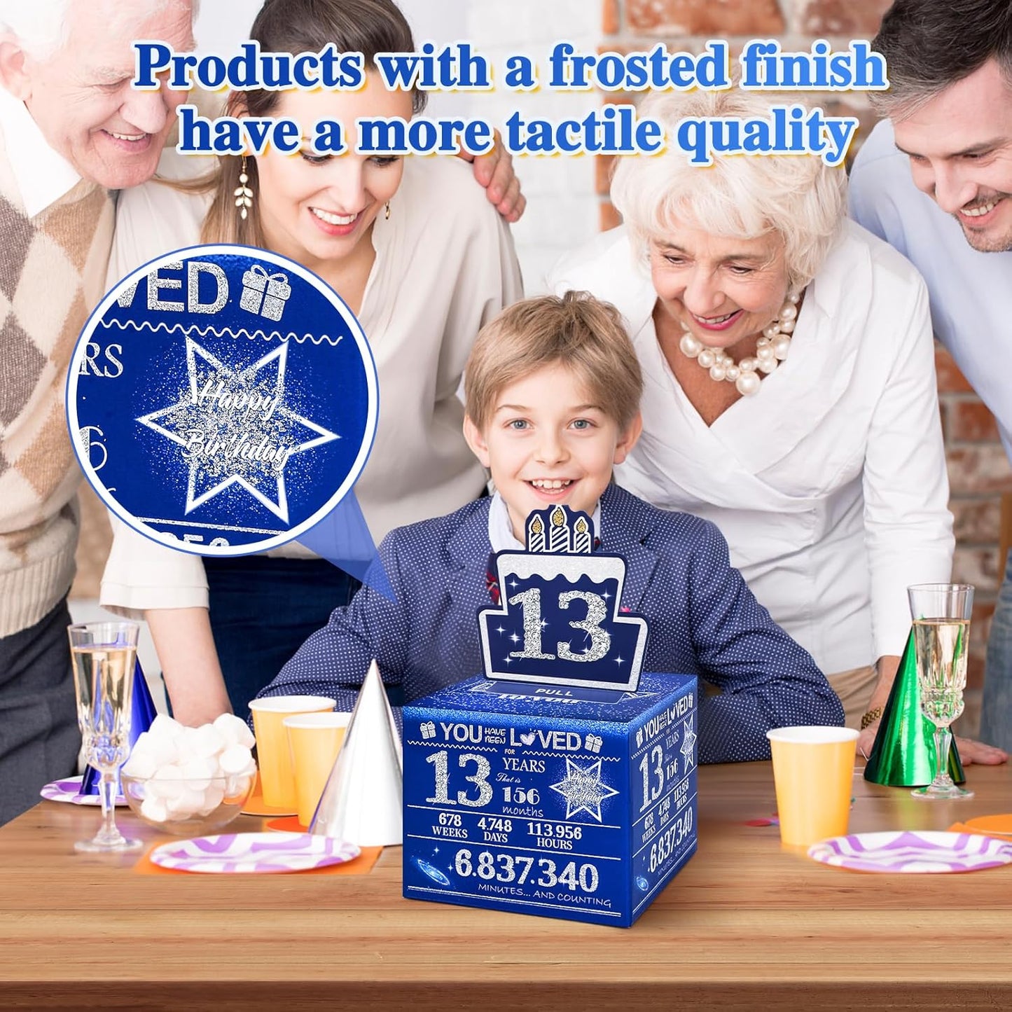 10 Happy Birthday Money Box for Cash Gift, 10th Birthday Decorations for Boys and Girls, Gifts for 10 Year Old Boy, Boy Gift Ideas, Cool Things for Teen -Blue with 100PCS Bags