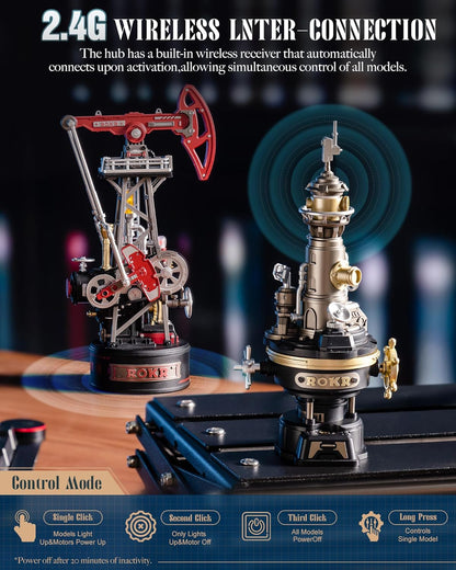 ROKR Navi Lighthouse Mechanical 3D Puzzle, Lighted DIY Building Set for Adults, Building Kits, Desk Decor & Birthday Gifts, Connectable to Mechmix Series