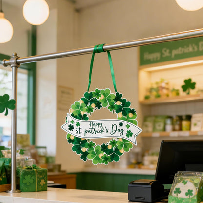 AOMOONOA Lighted St. Patrick’s Day Wreath for Front Door, Battery Operated Shamrock Wreaths with Timer, Wooden Foldable Wreath with Magnetic Word Signs for Irish Holiday Outdoor, Wall Decor