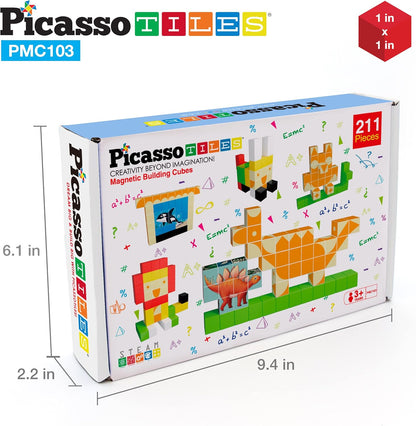 PicassoTiles 60pc Magnetic Puzzle Cube Building Set 1 Inch 3D Blocks STEM Construction Toy for Toddlers Kids Boys Girls Age 3+ Montessori Learning Travel Sensory Gift with Educational Idea Book PMC60