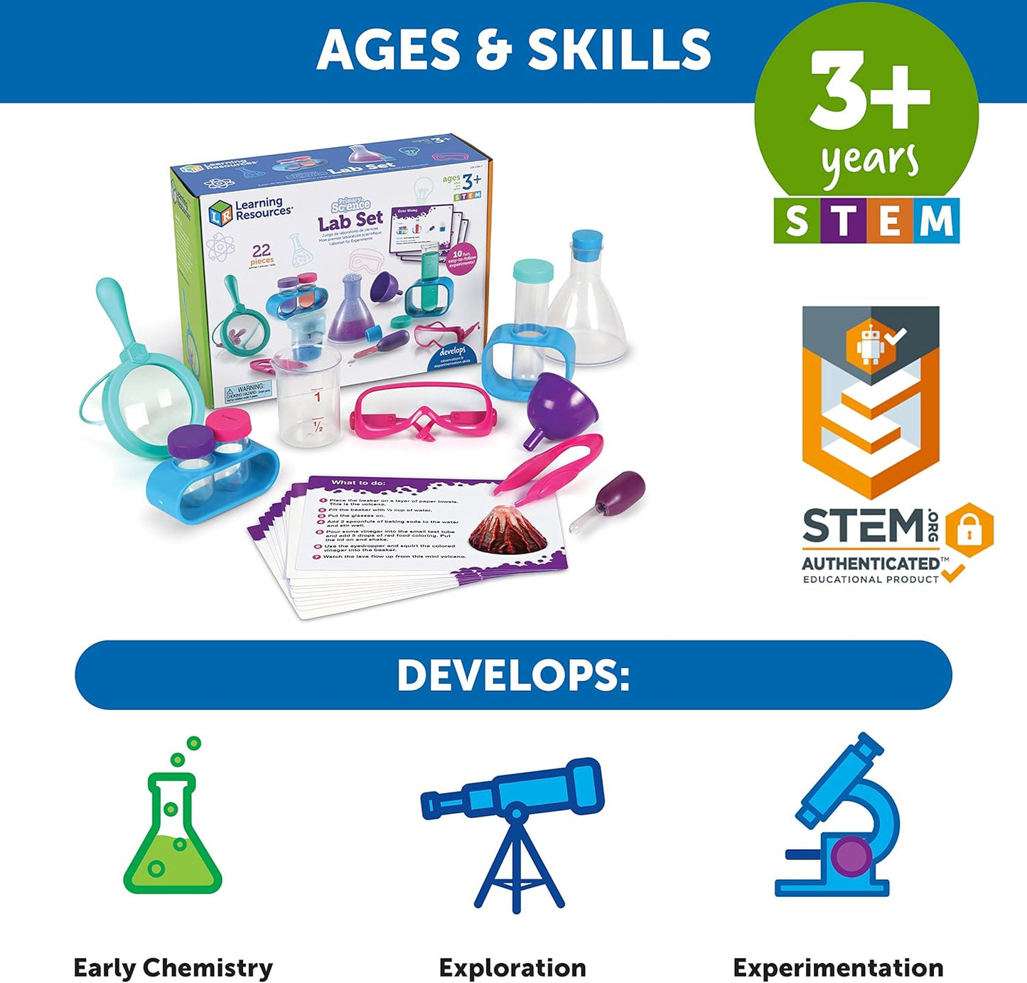 Learning Resources Primary Science Lab Activity Set - Experiments for Kids, Chemistry Toy, Pretend Play, STEM Projects, Classroom Must Haves, Teacher Supplies, Montessori Gifts for Boys and Girls
