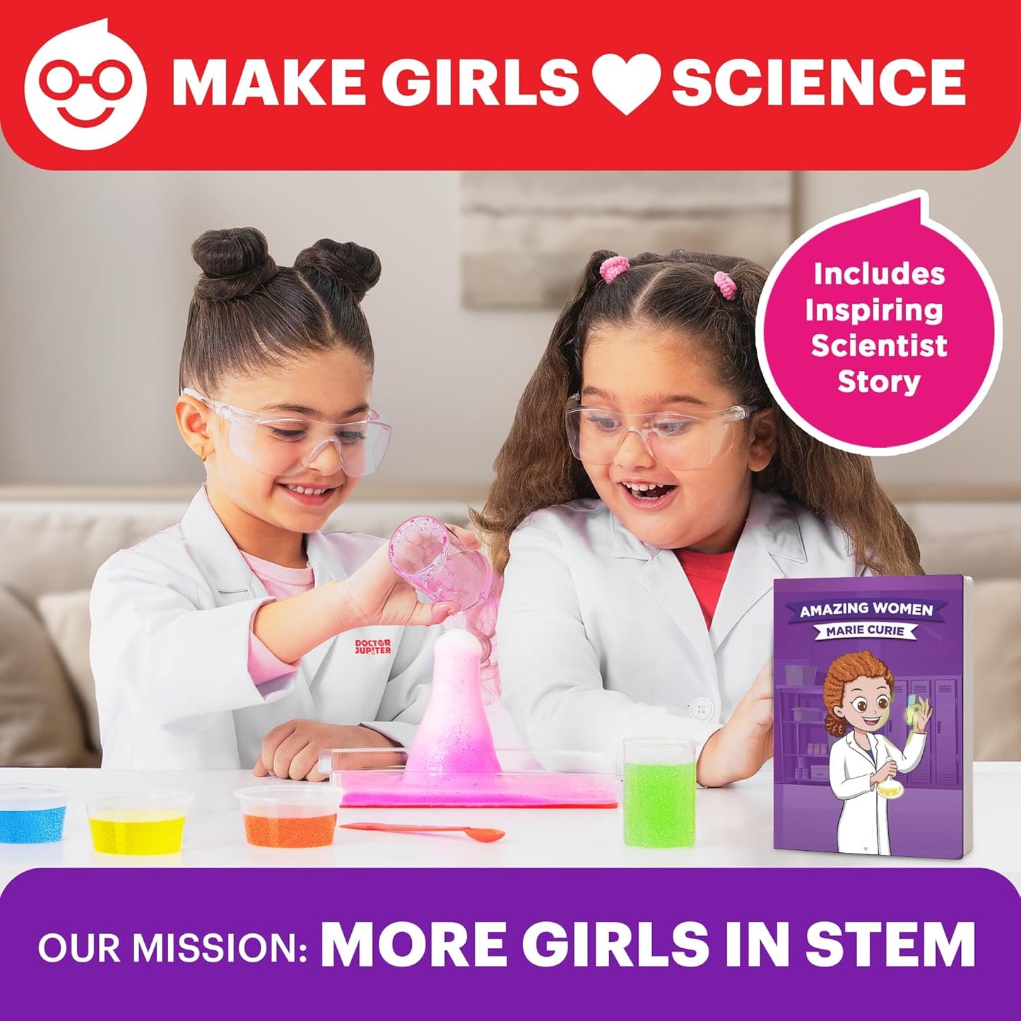 Doctor Jupiter Preschool Science Kit for Kids Ages 3-5 | Toddler Learning Activities, Birthday Gift Ideas for 3-4-5 Year Old Girls | Learning & Educational Toy STEM Kit with 100+ Experiments