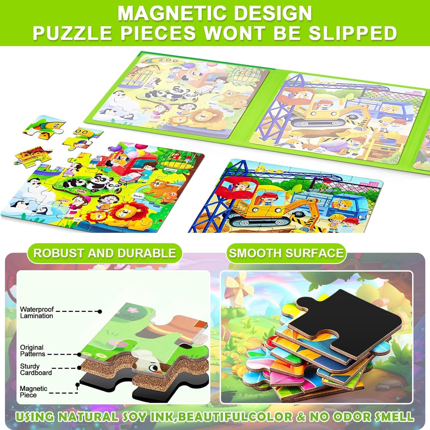 Magnetic Puzzles for Toddlers 1-3, Cartoon Mermaid Magnet 3 in 1 Jigsaw Puzzle, Kids Travel Puzzles Toys, Preschool Learning Toy for Kids 1-8 Year (Mermaid)