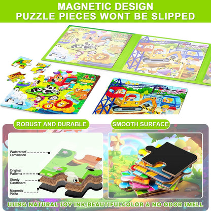 Magnetic Puzzles for Toddlers 1-3, Cartoon Mermaid Magnet 3 in 1 Jigsaw Puzzle, Kids Travel Puzzles Toys, Preschool Learning Toy for Kids 1-8 Year (Mermaid)